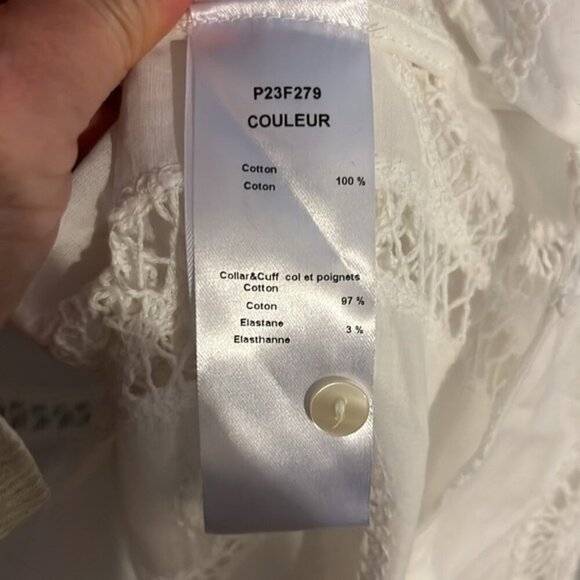 NWT Anne Fontaine Couleur eyelet white long line button down blouse - Picture 11 of 11